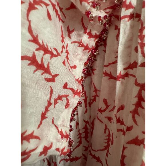 Roberta Roller Rabbit Cotton Blouse Tunic Seed Bead Blouse Size Medium - Picture 5 of 7